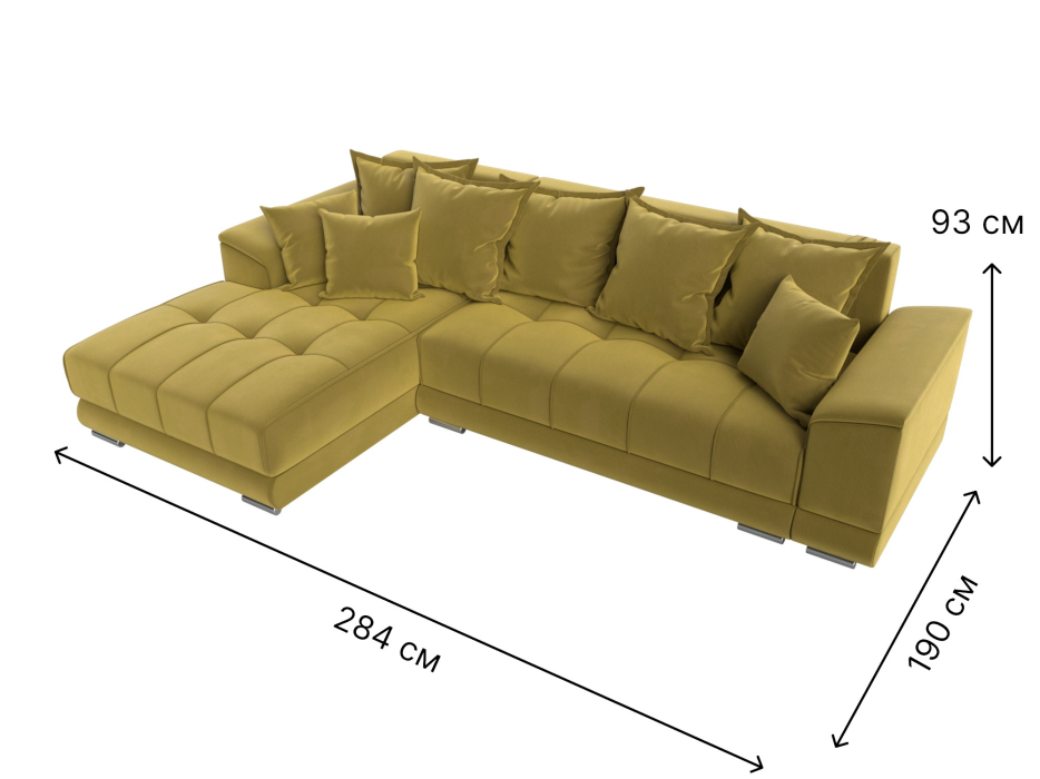 Диваны угловые в гостиную, Угловой диван НордСтар левый угол, микровельвет