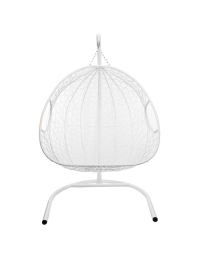 Подвесное кресло ДЛЯ ДВОИХ с ротангом белое