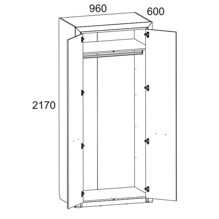 Для одежды, Шкаф 2DG, OLIVIA,