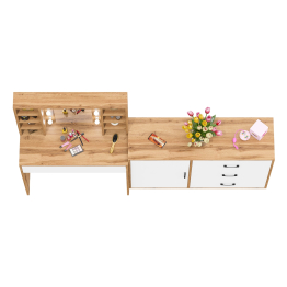 Туалетный столик с подсветкой 115 и комод с дверкой и 3-мя ящиками 122-1204