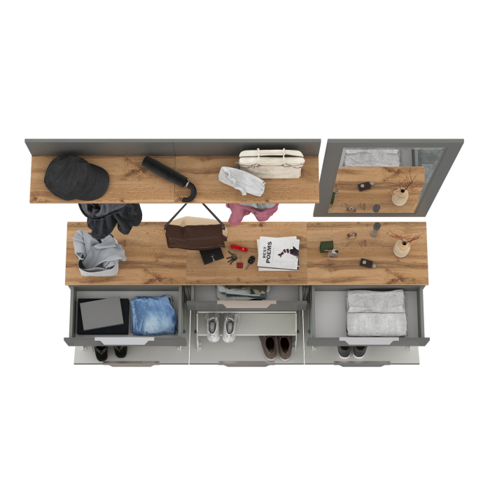 Прихожие, Три обувницы с зеркалом и вешалками для одежды Октава