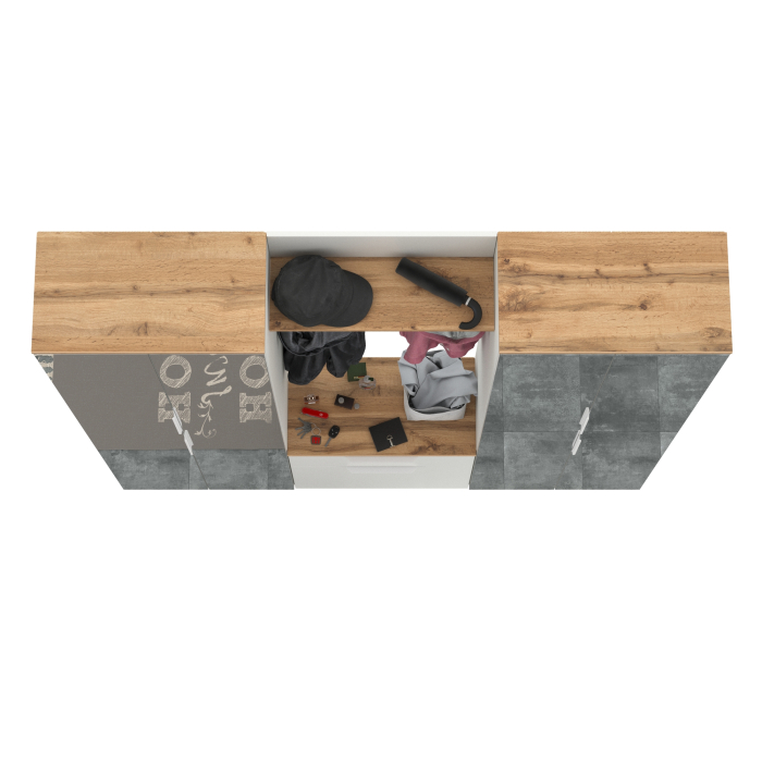 Прихожие, Два шкафа для одежды с зеркалами и обувницей с вешалкой с полкой Октава