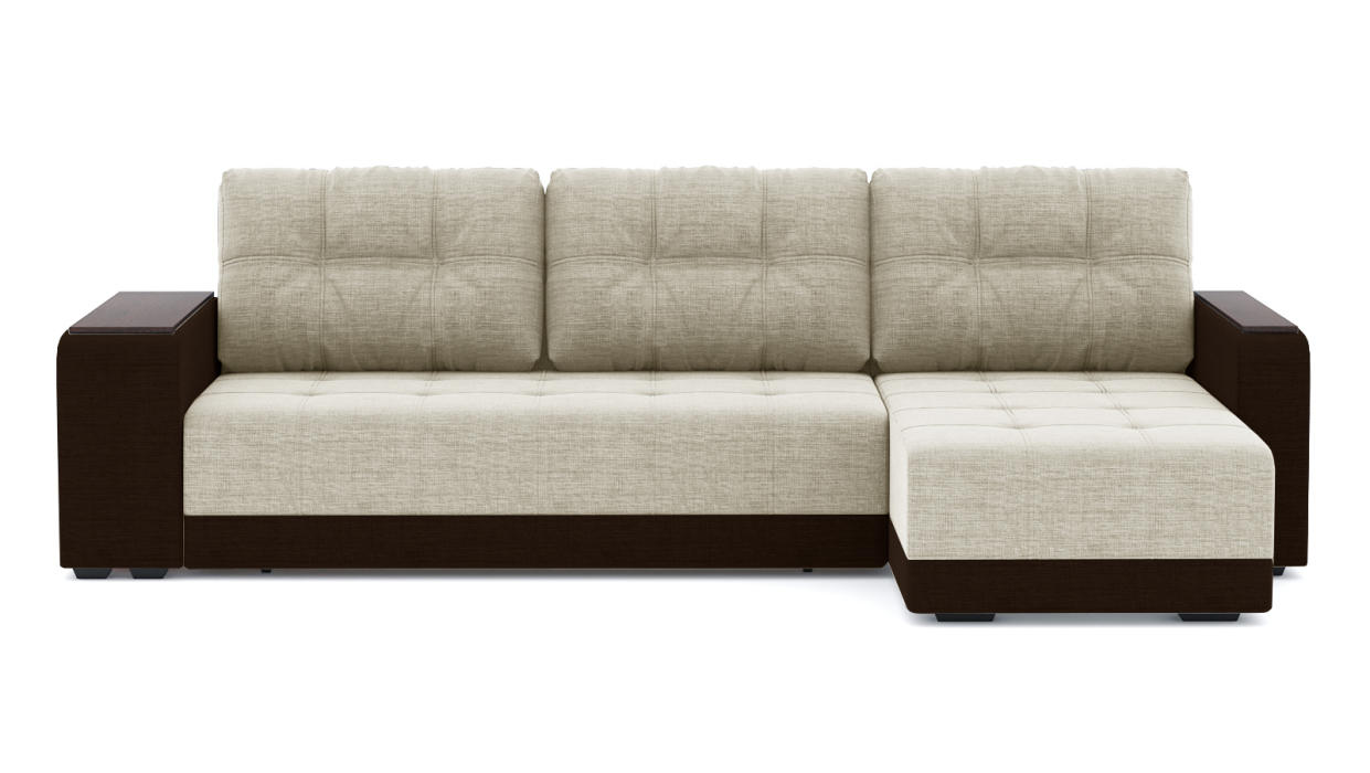 Диваны угловые в гостиную, Диван-кровать угловой Милан ПБ еврокнижка, рогожка+кож.зам