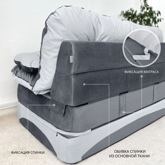 Бескаркасные диваны, Бескаркасный диван-кровать Клиффорд Мини, спальное место 1550*1900 мм велюр