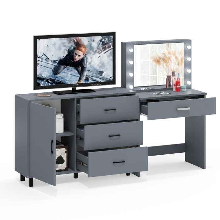 Туалетные столики, Косметический стол с подсветкой и выдвижным ящиком СТ-4 и комод 122-1204