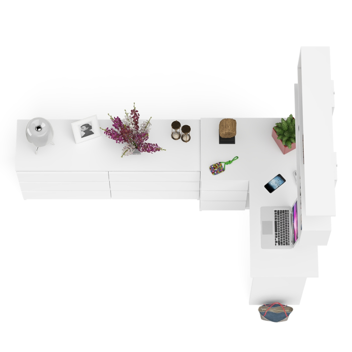 Домашние кабинеты, Стол угловой компьютерный Мори МС-16 левый с навесной книжной полкой и комодом МК1380.6