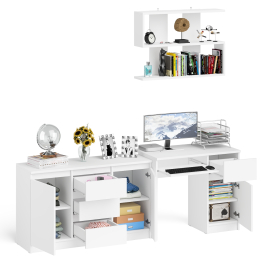 Компьютерный стол МС-1 тумба справа с комодом-тумбой и верхней открытой полкой