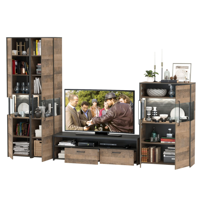 Стенки для гостиной, Гостиная с подсветкой Трувор № 40 дизайн в стиле лофт