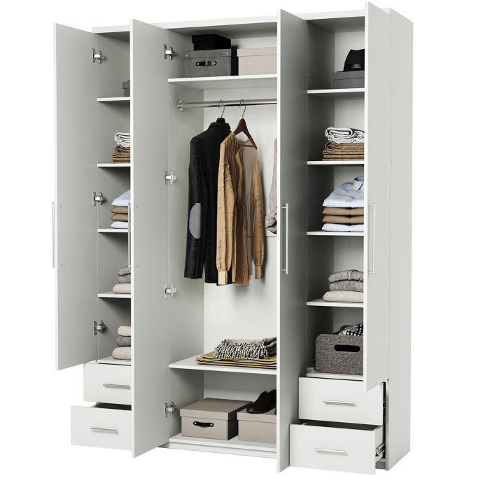 Для одежды, Шкаф четырехдверный Комфорт МКЯ2-43 200х60 с зеркалами