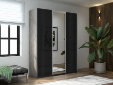 Шкафы-купе 3-х дверные, Шкаф-купе Прайм 3-х дверный Стекла черные/Зеркало/Доводчики 210х57х230