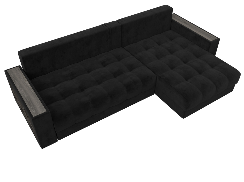 Диваны угловые в гостиную, Диван угловой с декором и полкой Лига-050 НПБ, велюр SEVEN