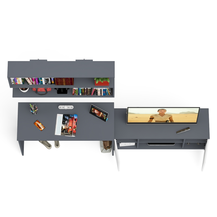 Прямые компьютерные столы, Широкая тумба Мори 1200 с письменным столом 1200.1 и полкой 