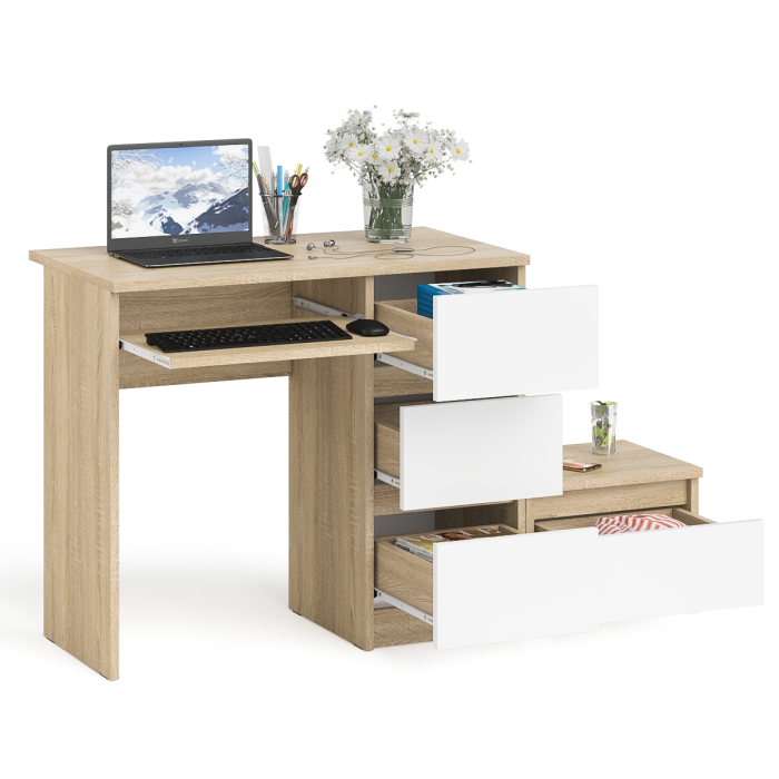 Прямые компьютерные столы, Стол компьютерный Мори МС-6 правое исполнение с тумбочкой 400-1