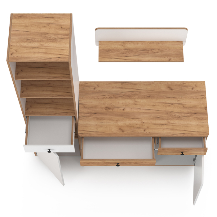 Офисная мебель, Письменный стол с пеналом и навесной полкой Вуди