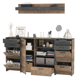 Комод-тумба в прихожую с навесной полкой и двумя обувницами с ящиками Трувор