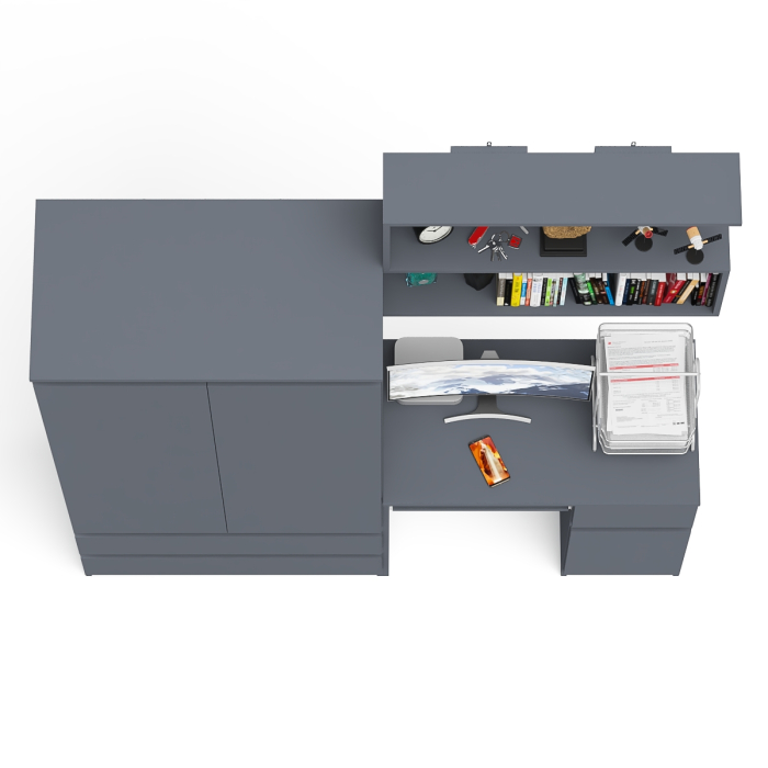 Домашние кабинеты, Стол компьютерный с ящиком МС-1 правый с навесной полкой и шкаф-комод МШ900.1 Мори