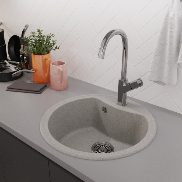 Кухонные мойки, Мойкa ML-GM09 круглая, 510 мм (глуб. чаши 190) NEW*