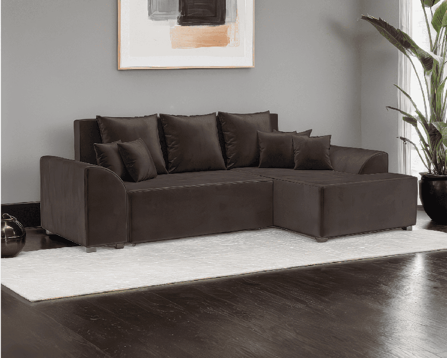 Диваны угловые в гостиную, Диван Каскад Правый угол (Бархат)