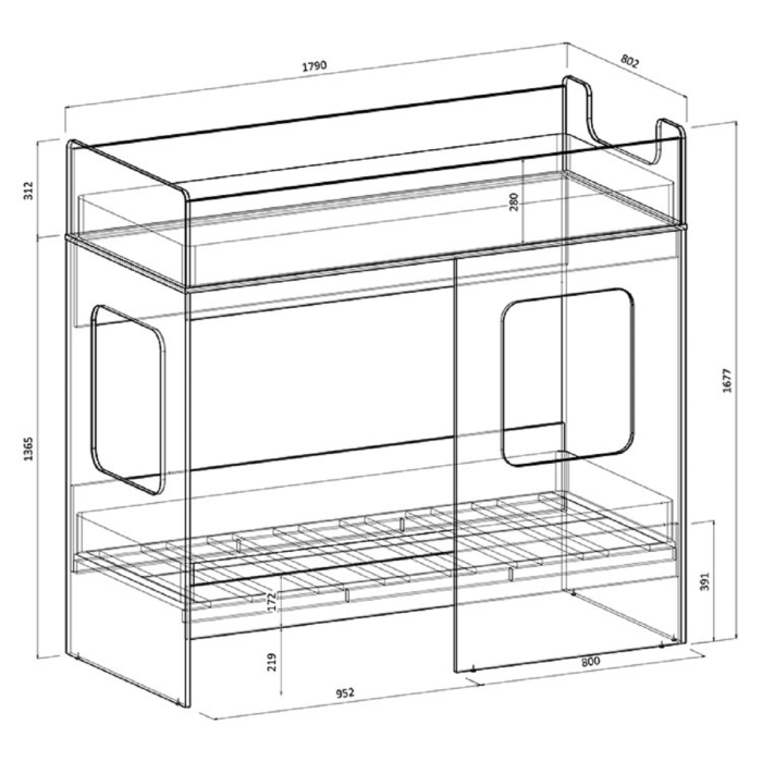 Для подростков, Двухъярусная кровать Легенда D604.3 75х175