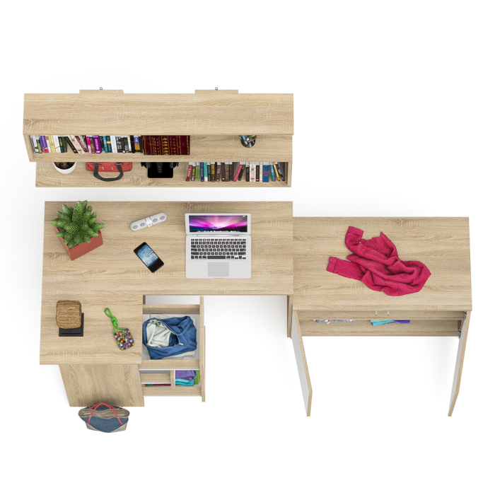 Угловые, Угловой компьютерный стол Мори МС-16 левый с тумбой две двери МА900.1 и широкой полкой 1200