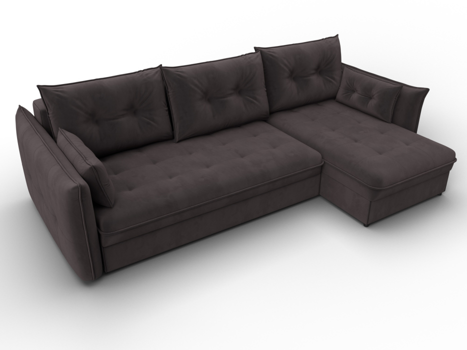 Диваны угловые в гостиную, Диван угловой Лига-100 НПБ угол универсальный, велюр SEVEN