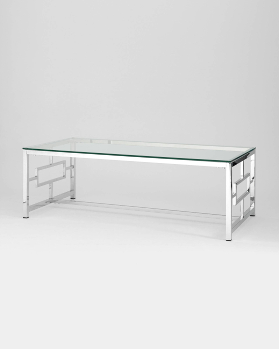 Журнальные столики, Журнальный стол БРУКЛИН 120х60 (Прозрачное стекло/Сталь серебро)