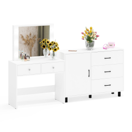 Стол туалетный для спальни с лампочками СТ-5 и тумба-комод 122-1204