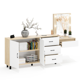 Косметический навесной столик с подсветкой и комод с ящиками и дверками 123-1604