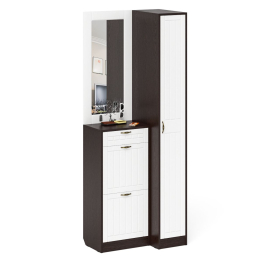 Пенал для прихожей П-6-500 и высокая обувница с зеркалом фрезеровка прованс