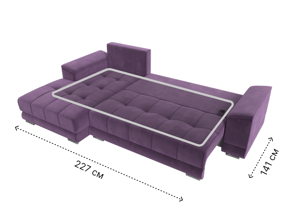 Диваны угловые в гостиную, Угловой диван НордСтар левый угол, микровельвет