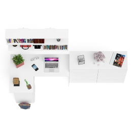 Книжная полка Мори 1200 с комодом 1200.8 и компьютерным столом МС-16 левым