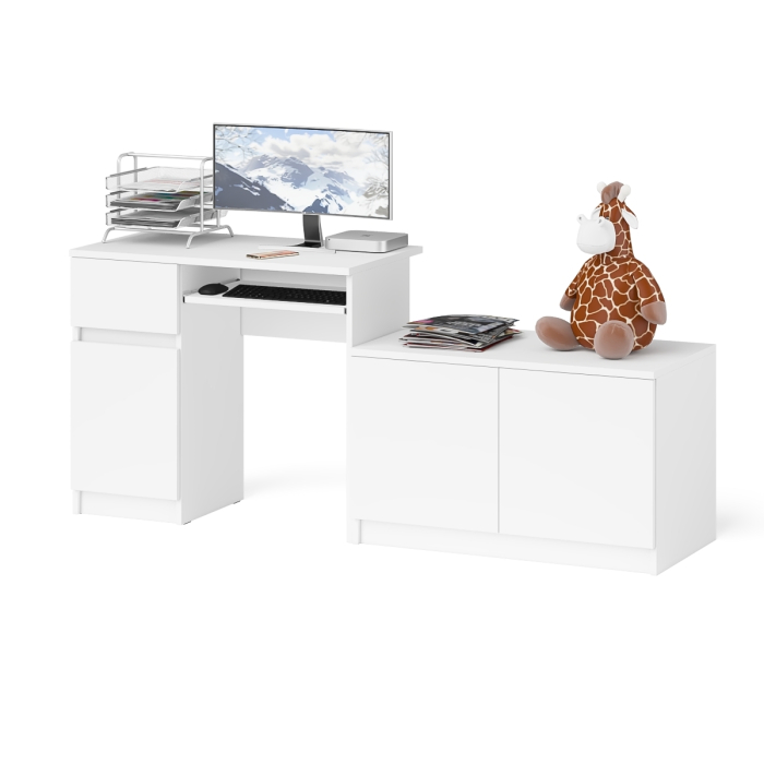 Прямые компьютерные столы, Компьютерный стол ящик и дверка Мори МС-1 левый с широкой тумбой 900