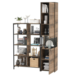 Стеллаж 13.151.02 и шкаф-пенал с витриной с подсветкой Трувор