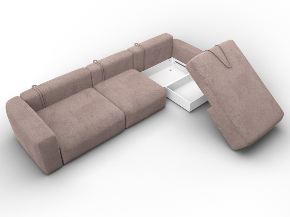 Диваны угловые в гостиную, Диван угловой Лига-066 НПБ Лонг угол правый, велюр TOWER