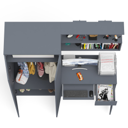 Компьютерный стол однотумбовый правый с ящиком и верхней полкой и платяной шкаф Мори МШ8001