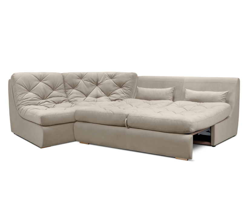 Диваны угловые в гостиную, Модульный угловой диван Борнео со спальным местом, велюр