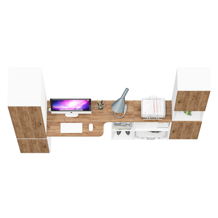 Домашние кабинеты, Письменный стол-трансформер Лидер-8 с пеналом для одежды и пеналом с нишей