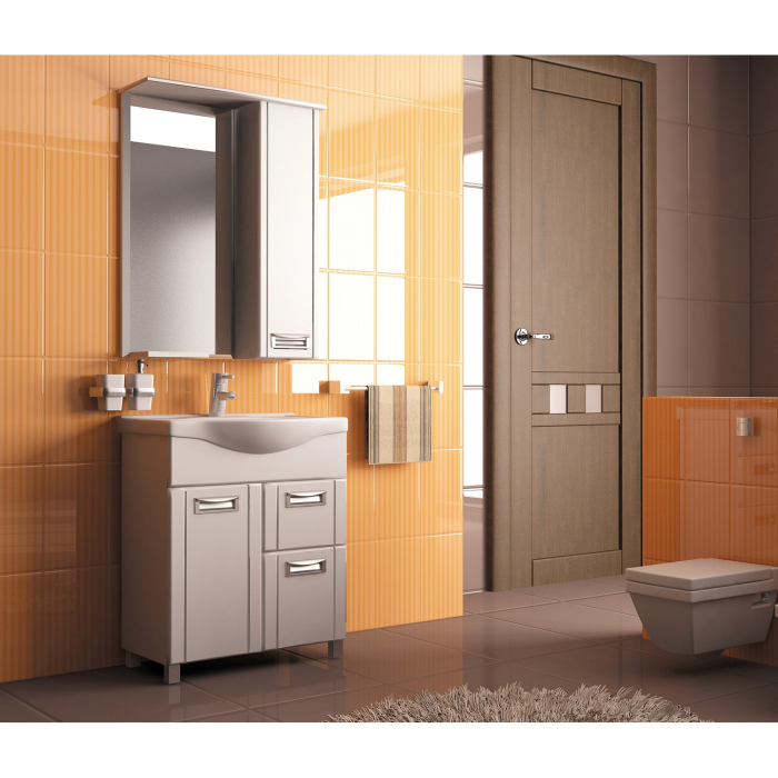 Шкафы с зеркалом, Шкаф навесной Альфа-64 NEW левый с подсветкой (высота 800) (ПВХ)