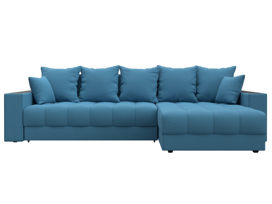 Диваны угловые в гостиную, Диван угловой с декором и полкой Лига-050 НПБ, рогожка Амур