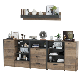 Два комода с дверкой и ящиком с навесной полкой и комодом с тремя ящикамиТрувор