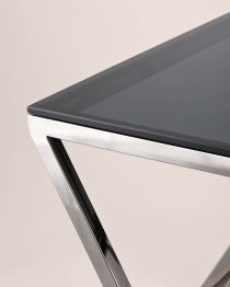 Журнальный стол ИНСИГНИЯ 55х55 (Стекло smoke/Сталь тёмный хром)