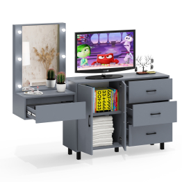 Стол косметический навесной с подсветкой и тумба-комод 123-1204.