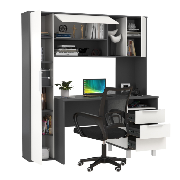 Прямые компьютерные столы, Домашний офис Mobi Комфорт 12.95N с компьютерным креслом 103 чёрного цвета