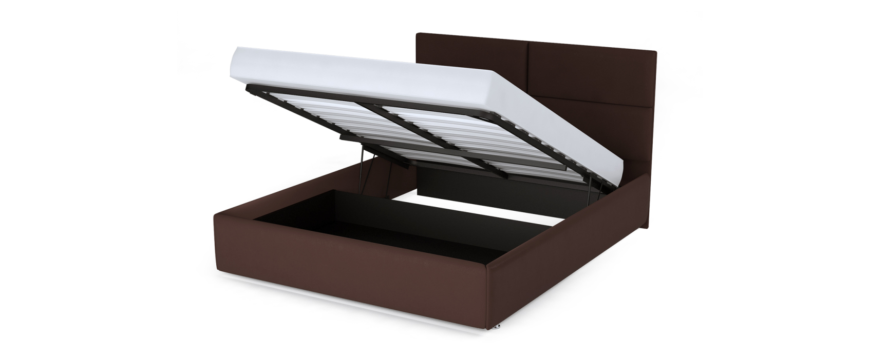 Двуспальные, Кровать с мягким изголовьем Риальто, ПМ 1 ящик, экокожа, 180*200