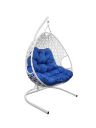 Подвесное кресло ДЛЯ ДВОИХ ЛЮКС с ротангом белое