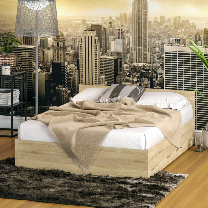 Кровати, Двуспальная кровать с ящиками Стандарт 1600 