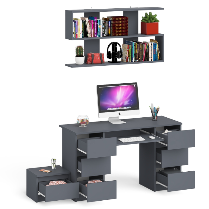 Прямые компьютерные столы, Двухтумбовый стол компьютерный Мори МС-2 с тумбочкой с ящиком и полкой на 1200