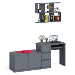 Тумба с дверками МА900 с компьютерным столом МС-6 левым и полкой 900