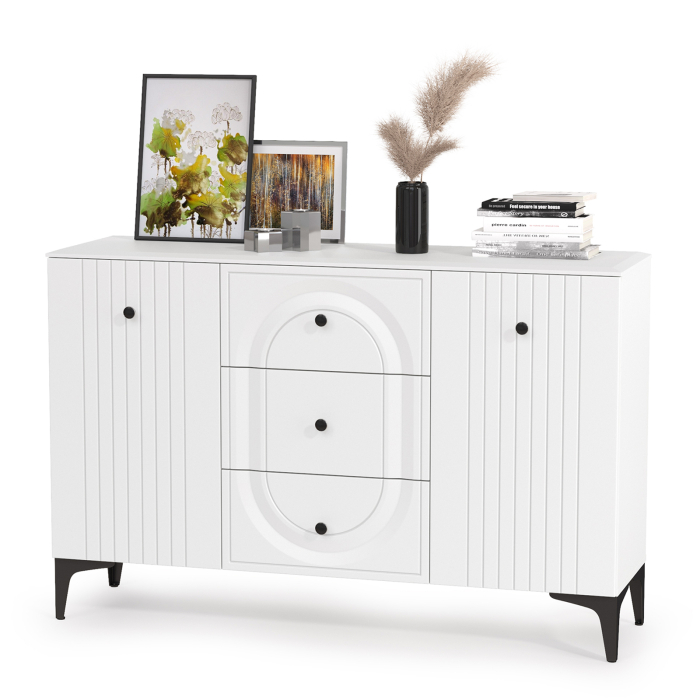 Стенки для гостиной, Тумба-комод с 2 навесными полками и шкаф 4 стеклянных лвери Валенсия № 113