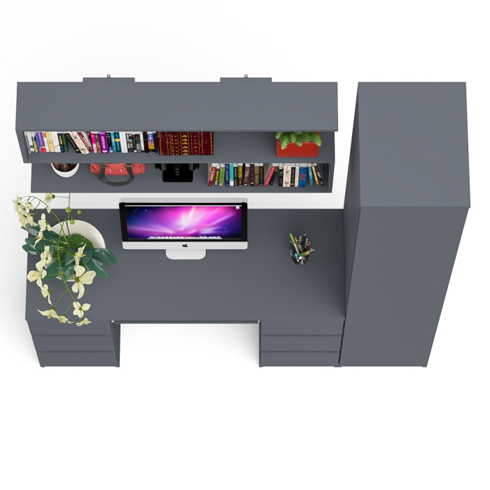 Домашние кабинеты, Компьютерный стол МС-2 с верхней полкой и пеналом для вещей Мори